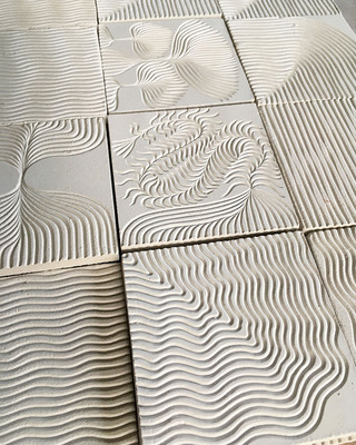 Moss tiles unglazed, Natasha Russell, 2020